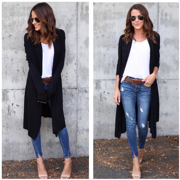 Midnight Black Long Sleeve Cardigan - Picture 3 of 6